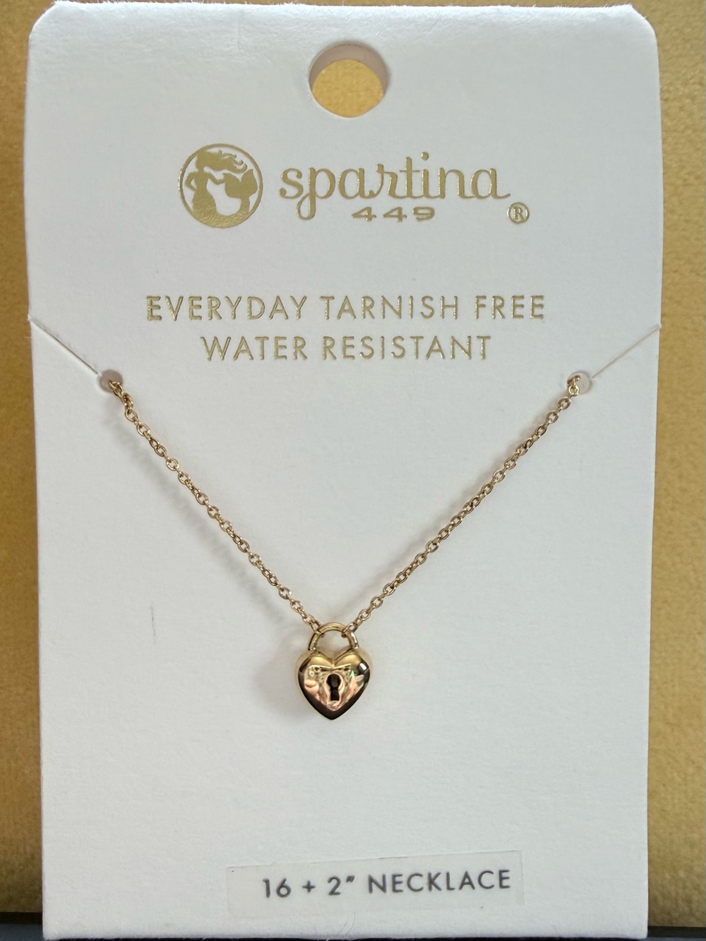 NWT Spartina 449 Locked in Love Heart Padlock Necklace | 14K Gold Plated | Water